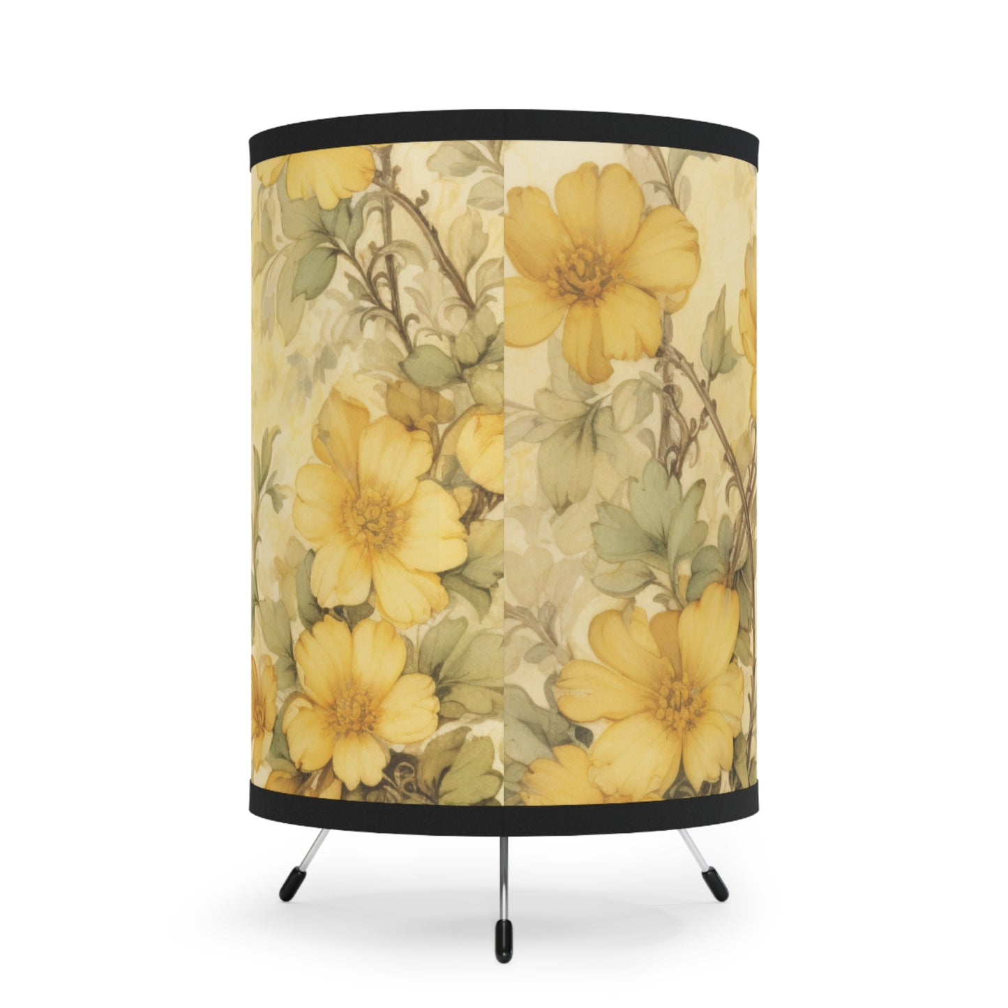 Yellow Floral Tripod Lamp