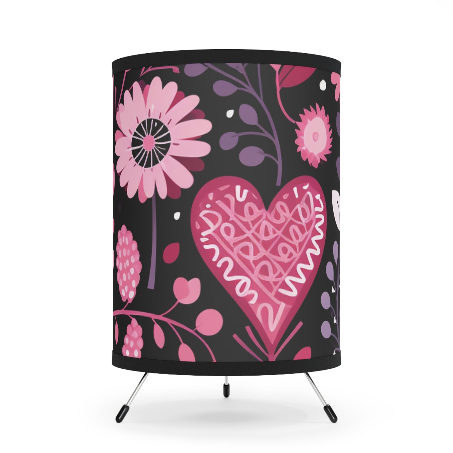 Floral Hearts Tripod Lamp