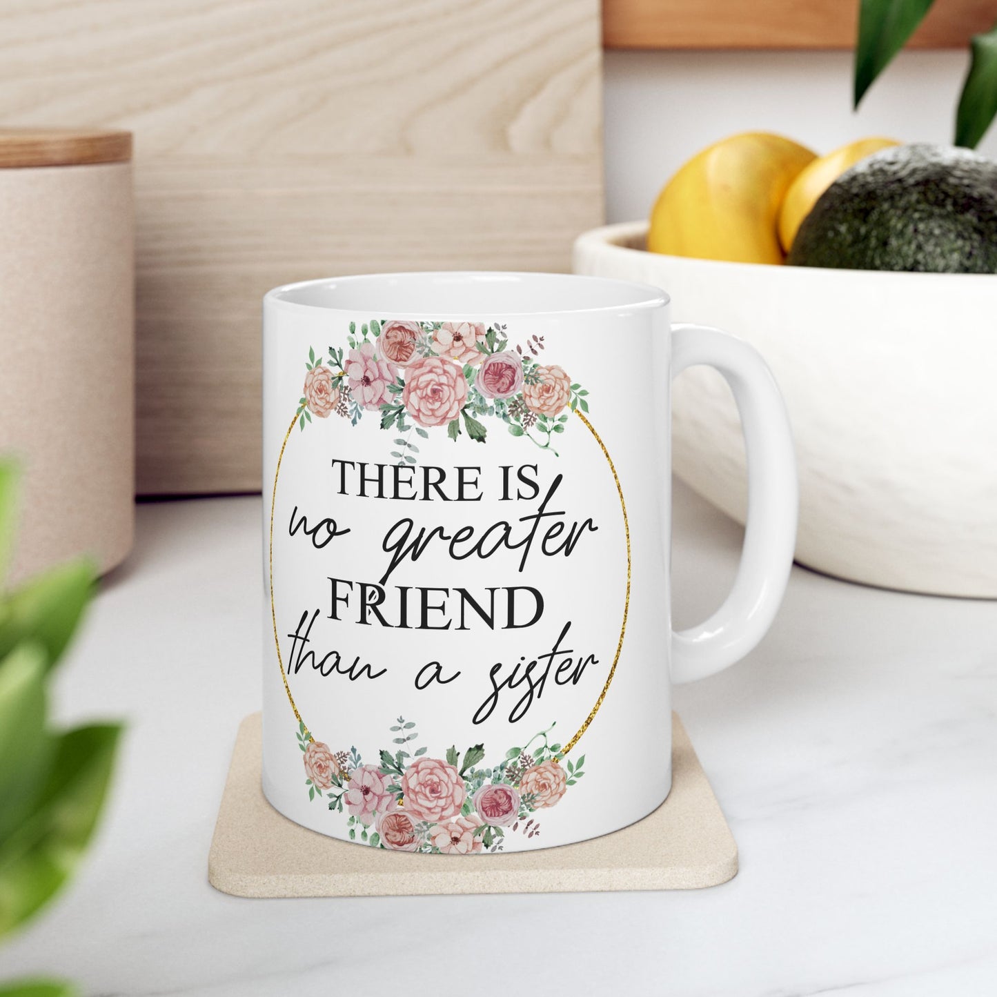 Elegant Floral Wreath Ceramic Mug