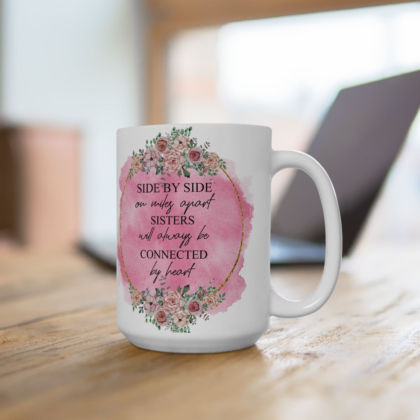 Sisters Connected by Heart Ceramic Mug