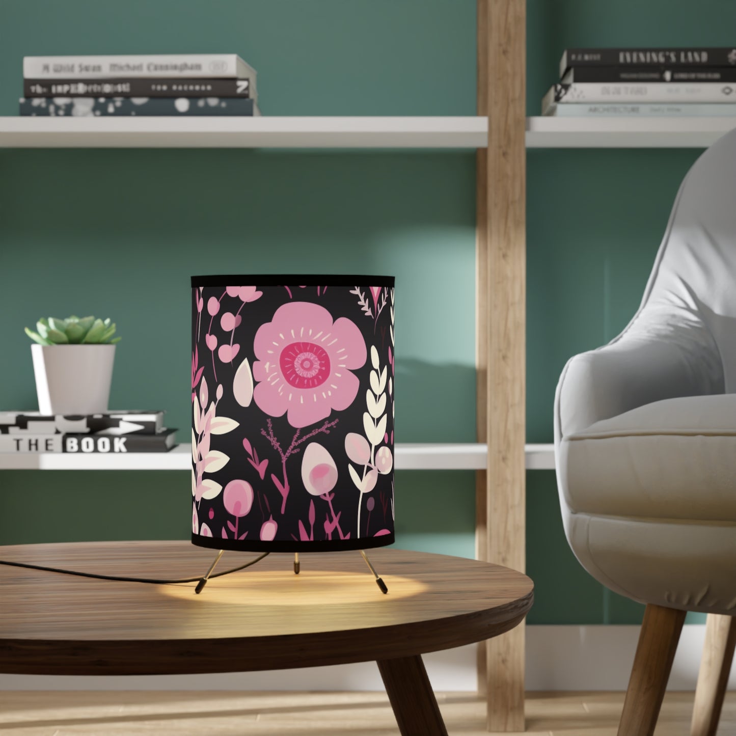 Hearts and Floral Tripod Lamp