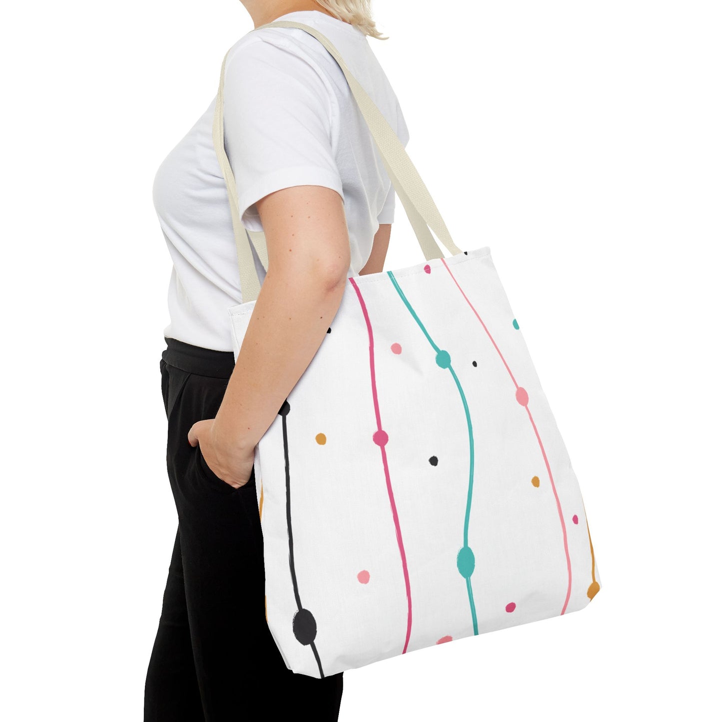 Abstract Lines Dots Tote Bag