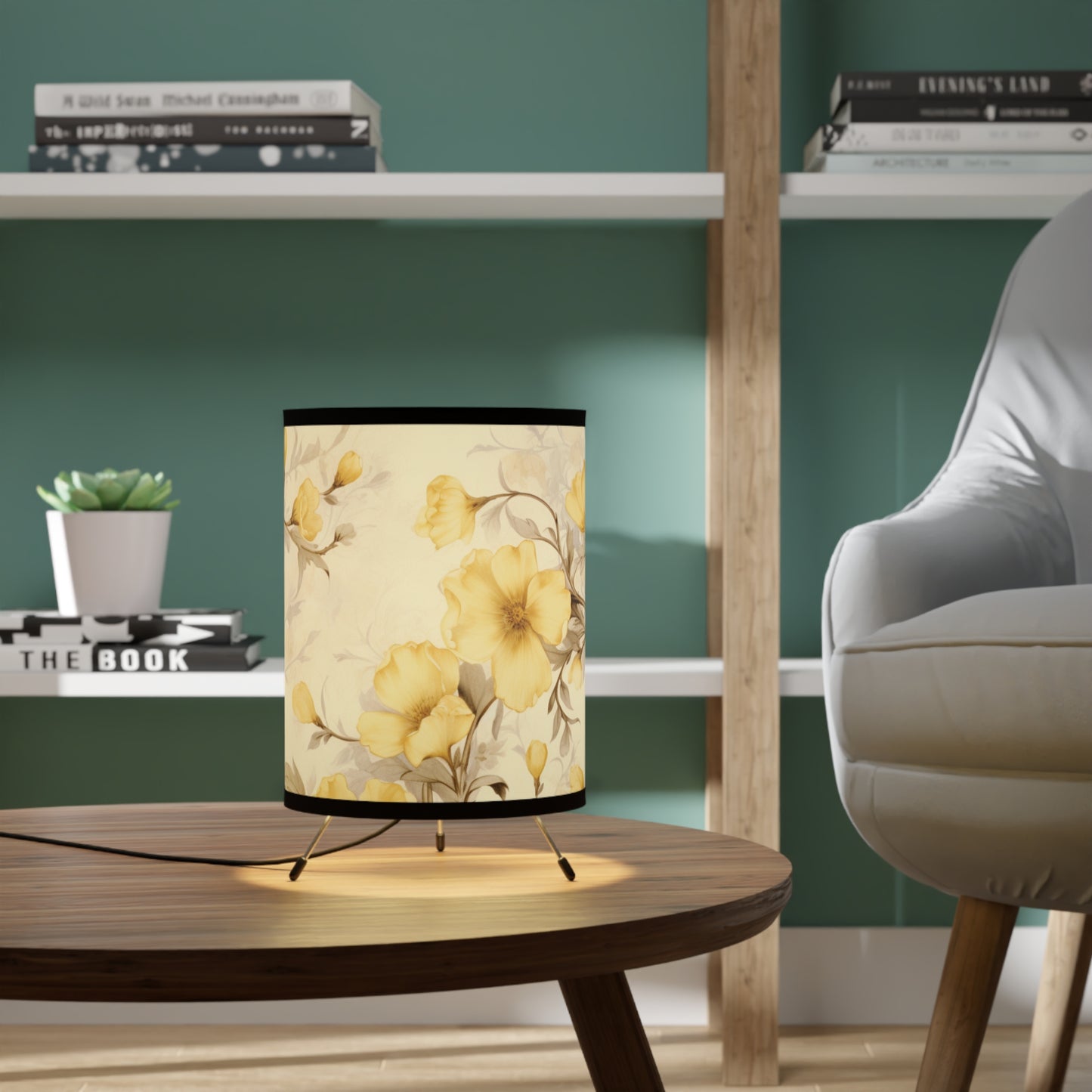 Golden Bloom Elegance Tripod Lamp