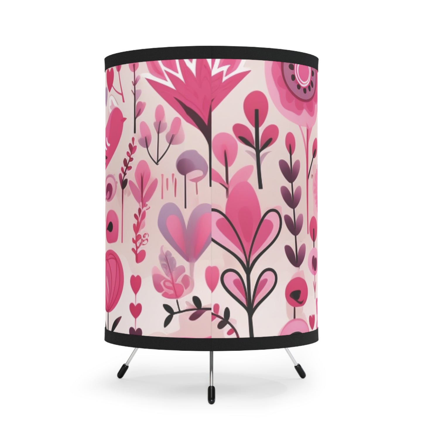 Pink Botanical Tripod Lamp