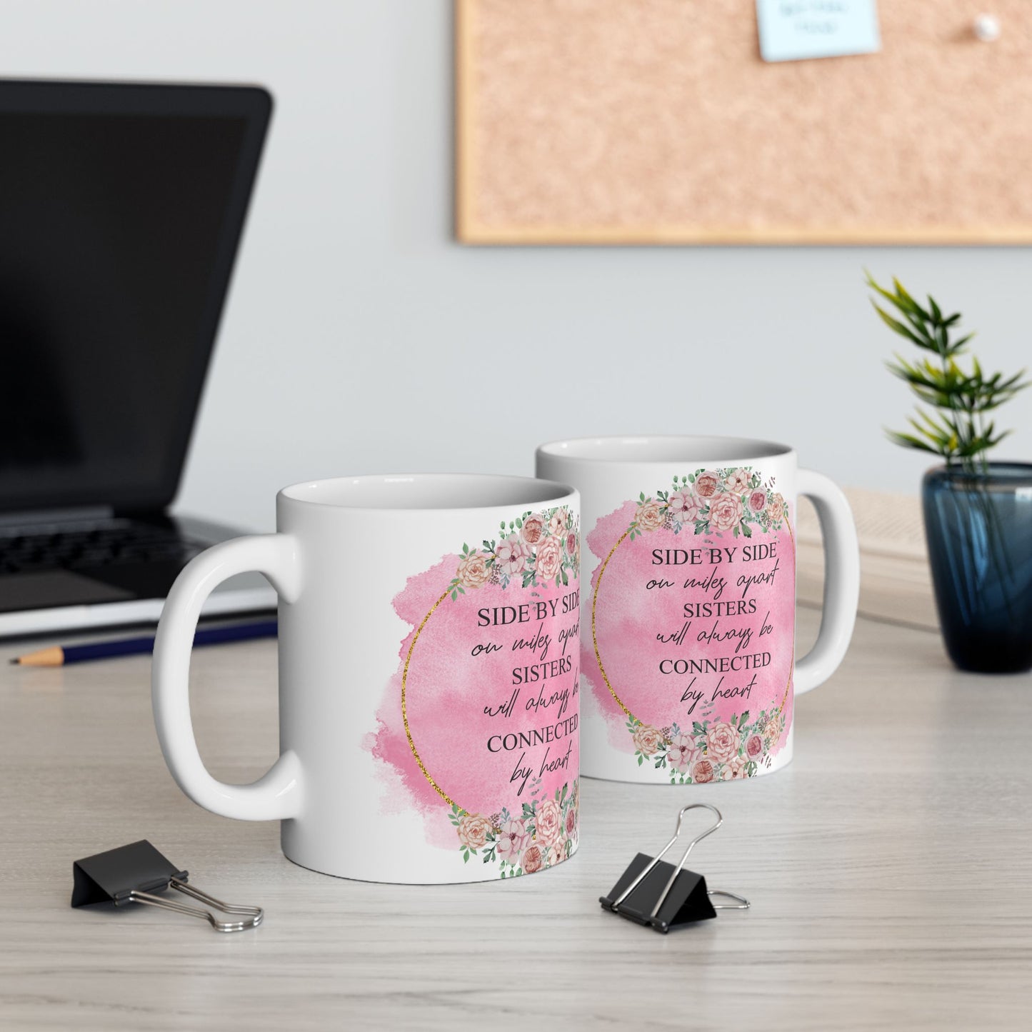 Sisters Connected by Heart Ceramic Mug