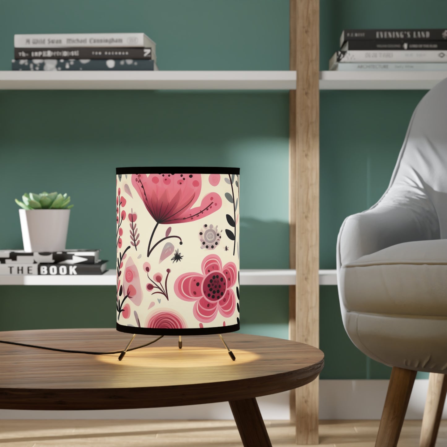 Floral Elegance Tripod Lamp