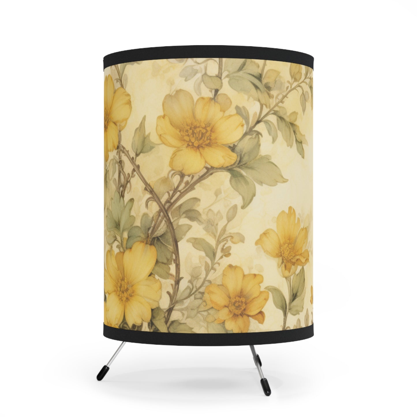 Yellow Floral Tripod Lamp