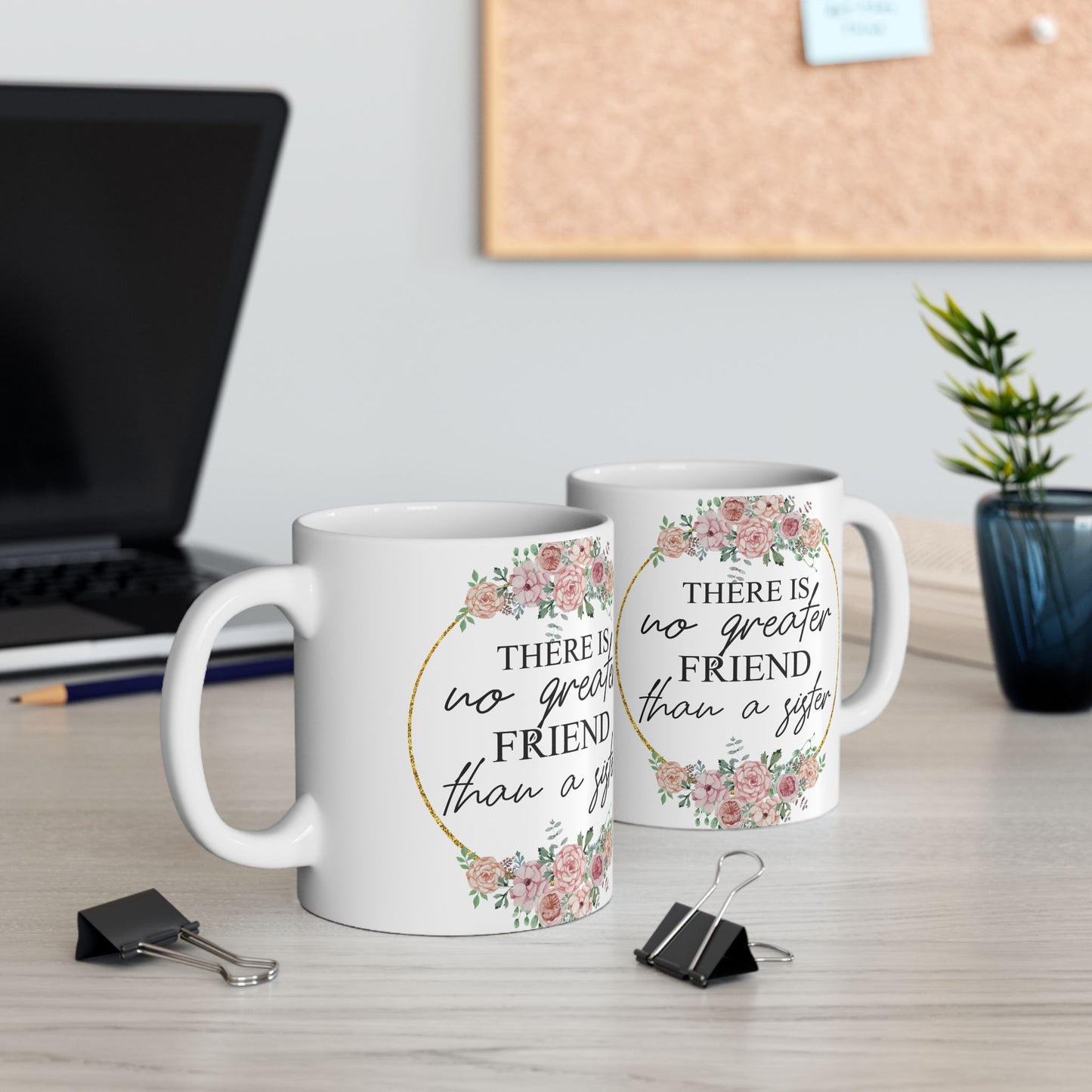 Elegant Floral Wreath Ceramic Mug