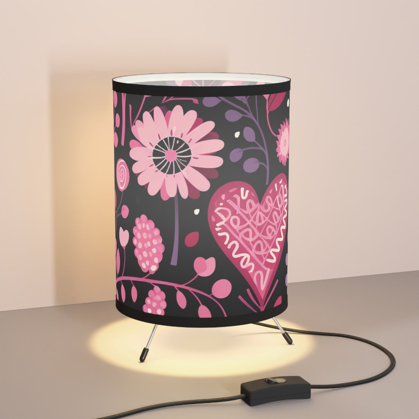 Floral Hearts Tripod Lamp