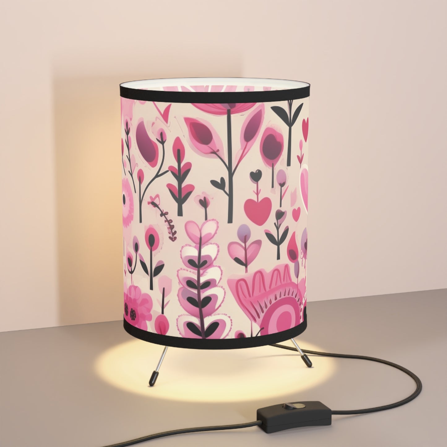 Pink Botanical Tripod Lamp