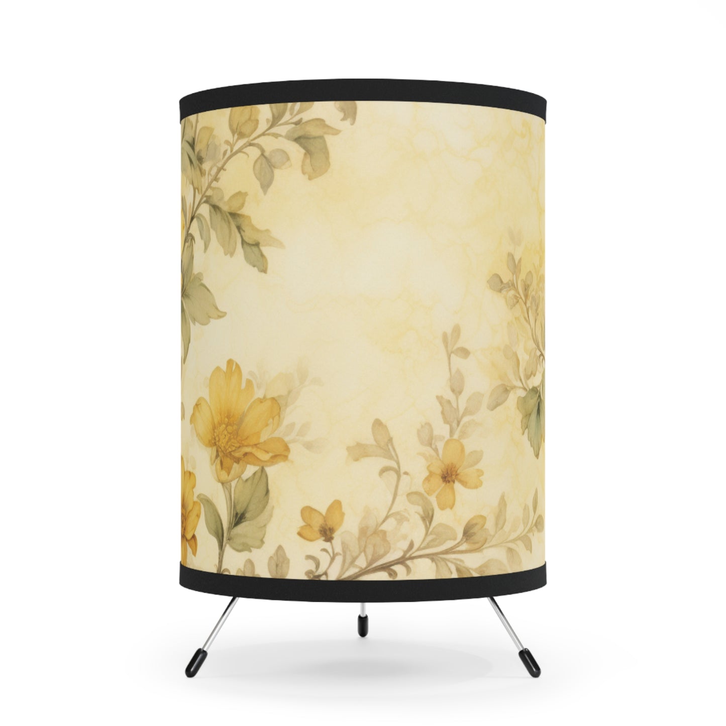 Yellow Floral Tripod Lamp