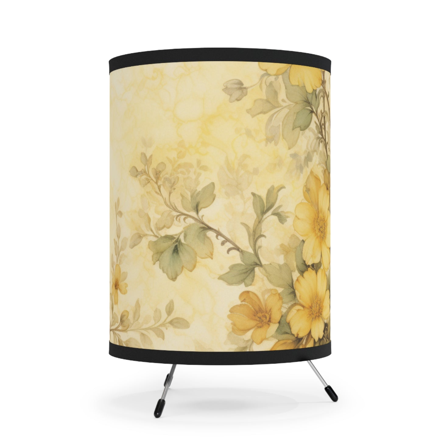 Yellow Floral Tripod Lamp